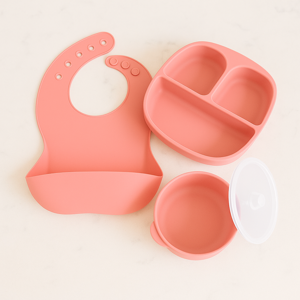 Baby Feeding Set | Suction Plate, Bowl & Silicone Bib