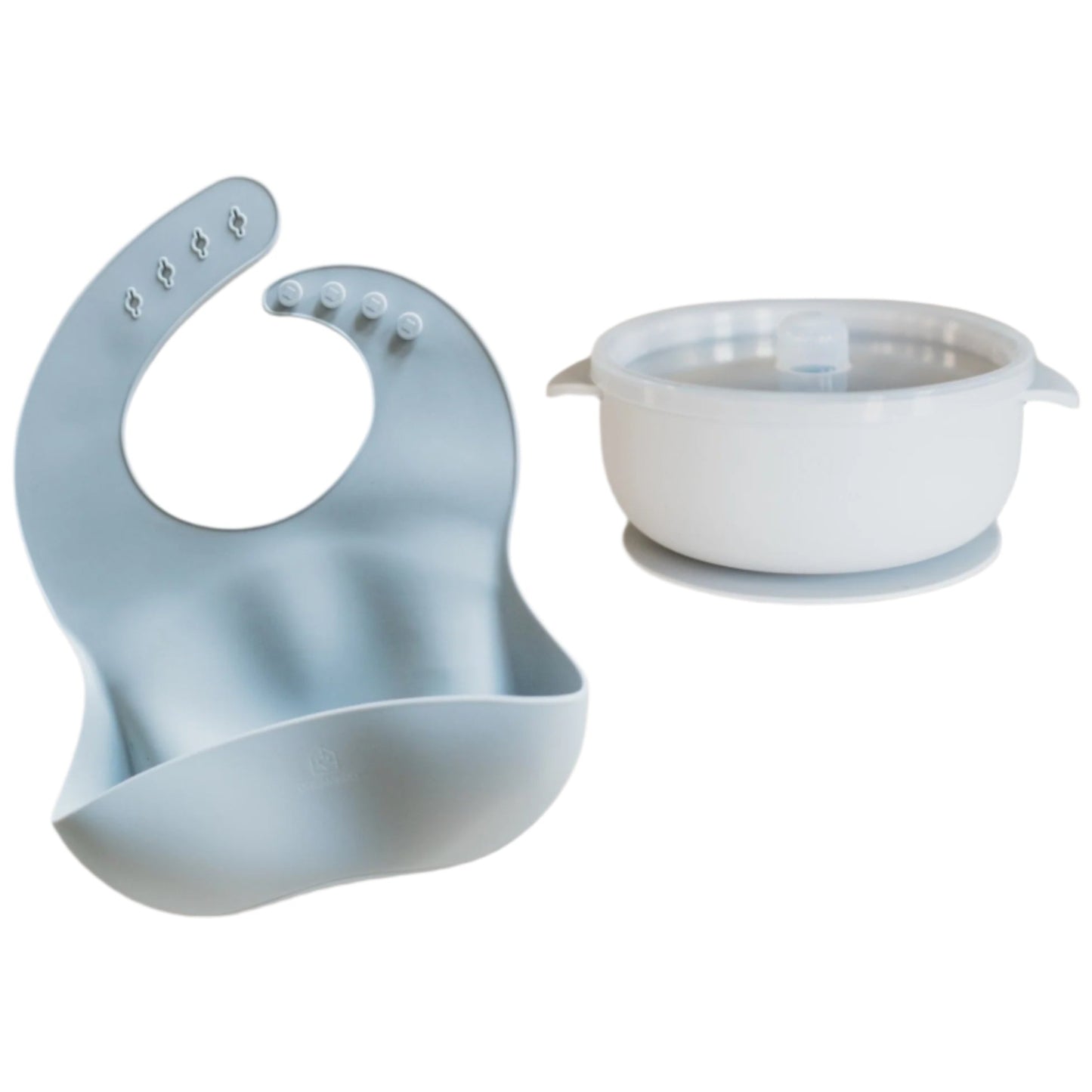 Baby Feeding Set | Silicone Bib & Bowl with Lid