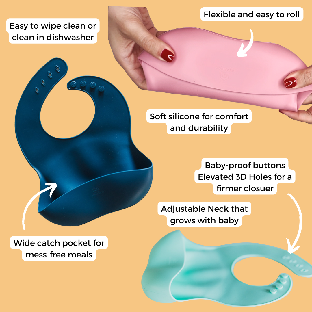 Incredibly durable and easy to clean, silicone bibs are the answer to all the messy mealtime woes.