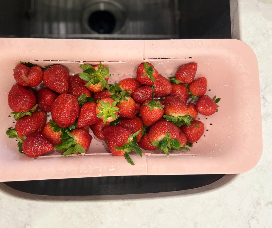 One of the most common uses for Dreamroo's Over the Sink Colander is washing fruits and vegetables.