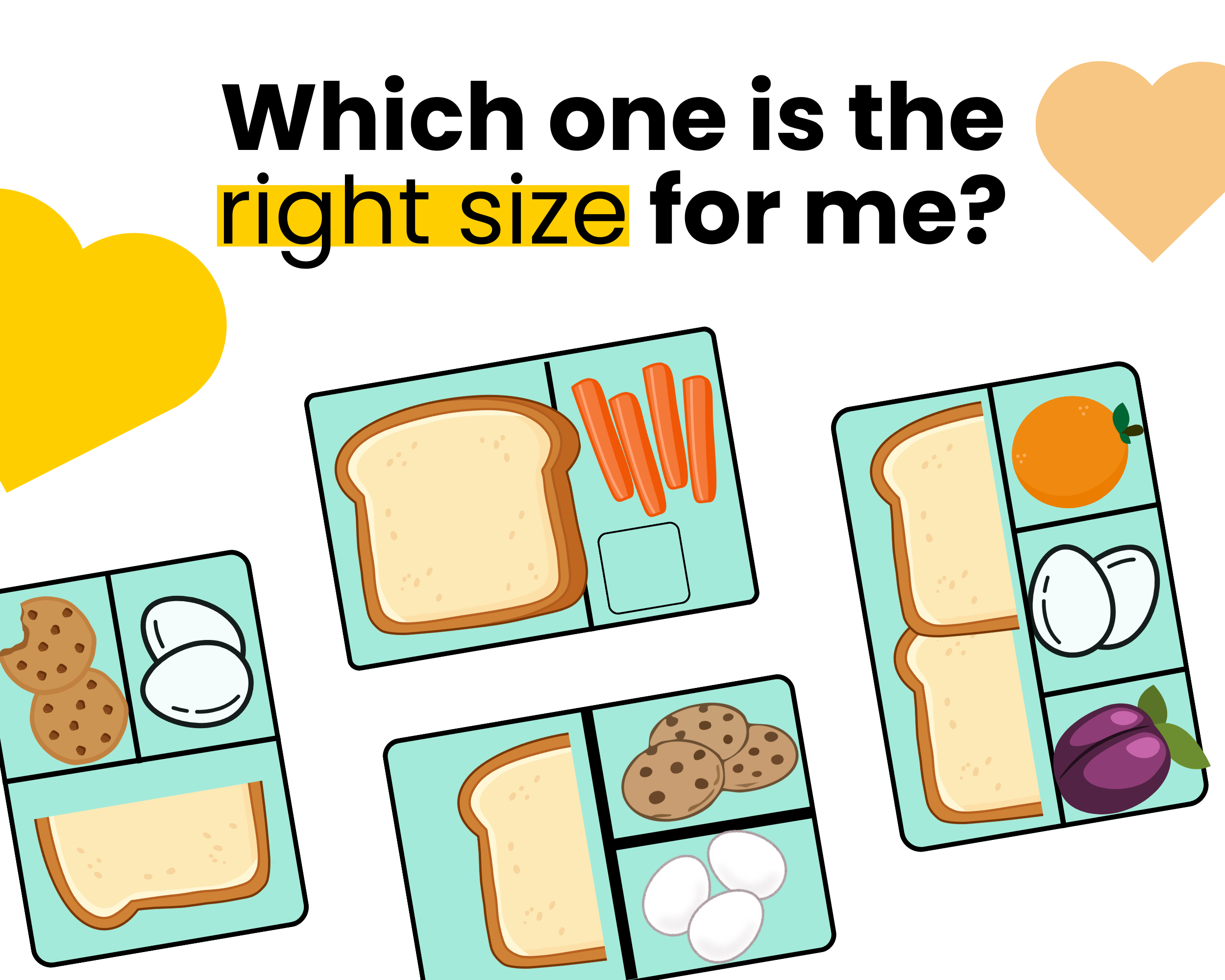 Bento box and food storage container size comparison guide including Classic, Everyday, Duo and Flex lunchboxes with silicone storage containers.