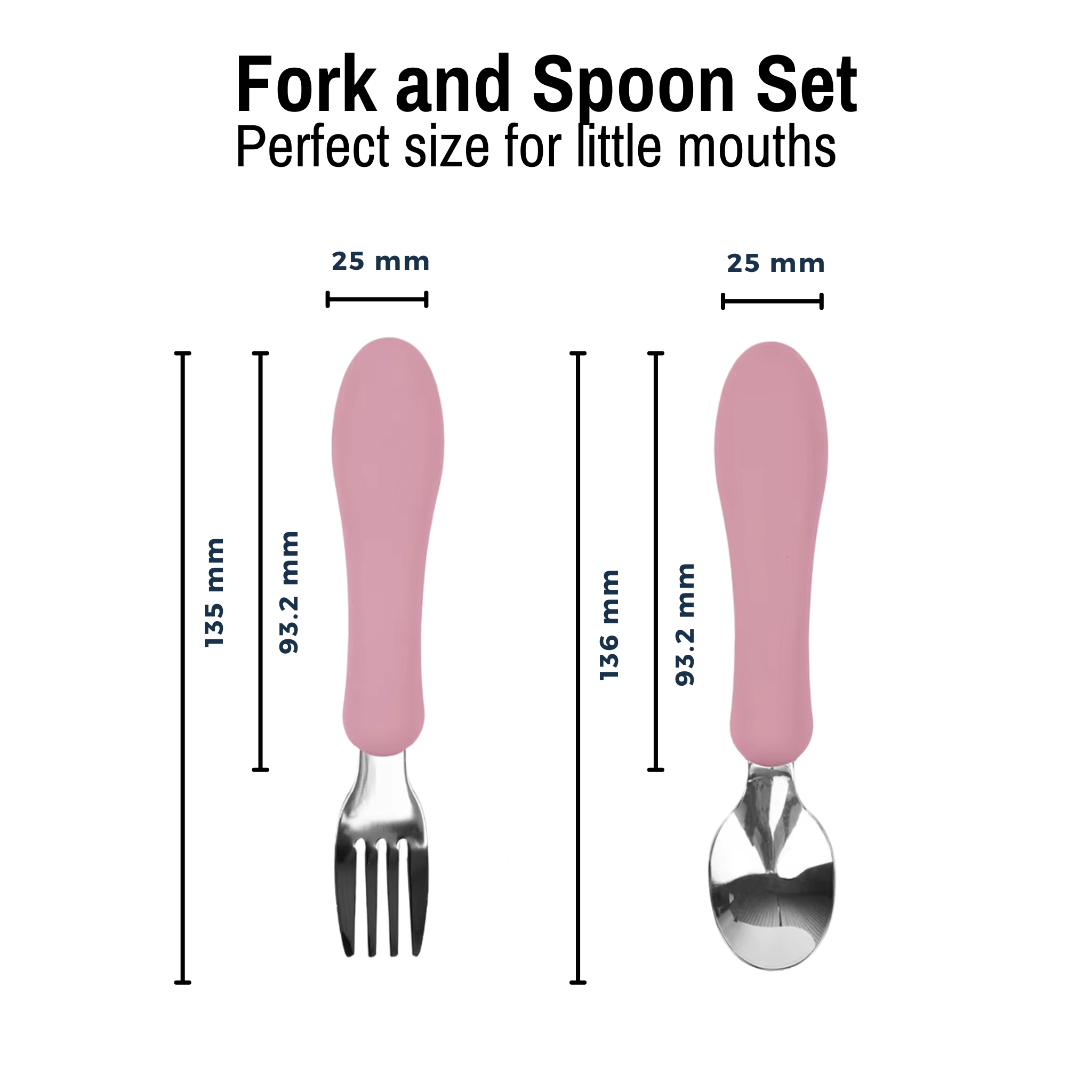 Starter Utensil Set | Baby Spoon & Fork with Silicone Handles