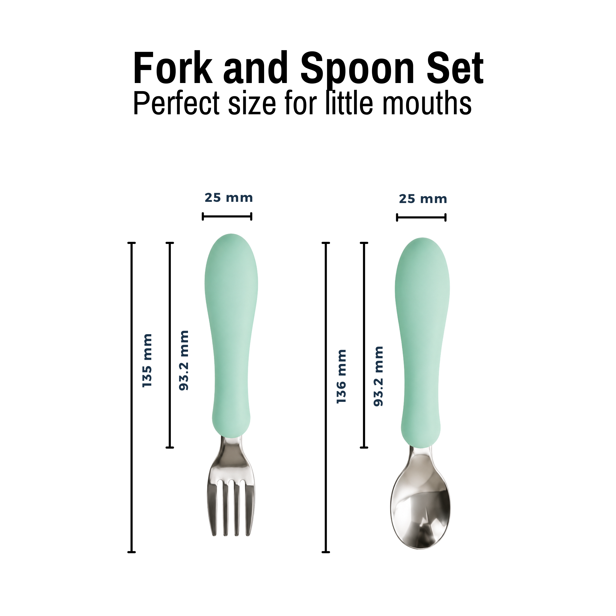 Starter Utensil Set | Baby Spoon & Fork with Silicone Handles
