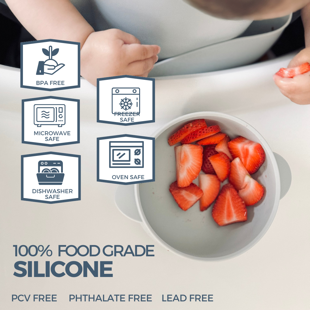 Baby Feeding Set | Silicone Bib & Bowl with Lid