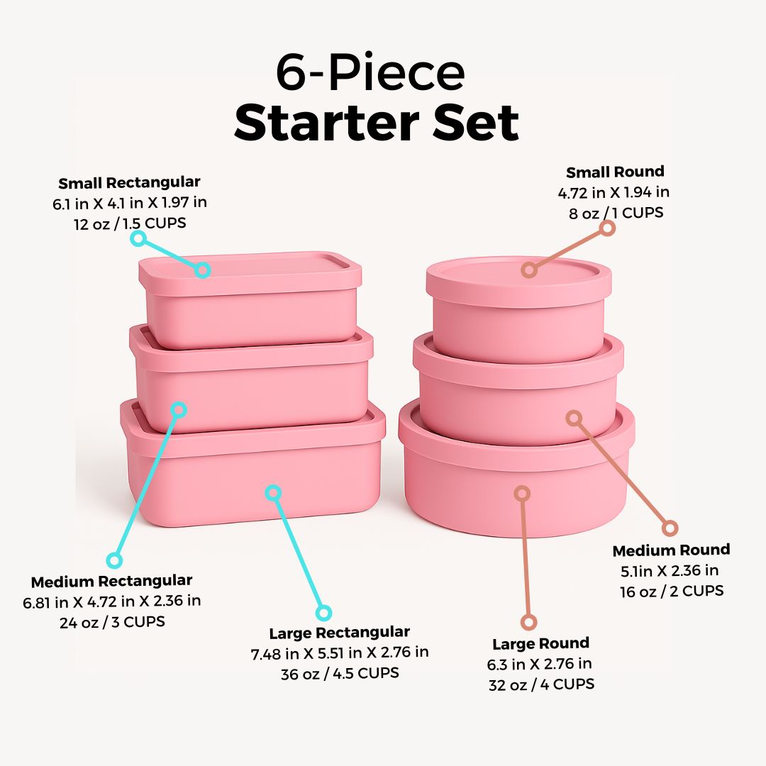6-Piece Starter Kit | Silicone Food Storage Set for Families | Dreamroo