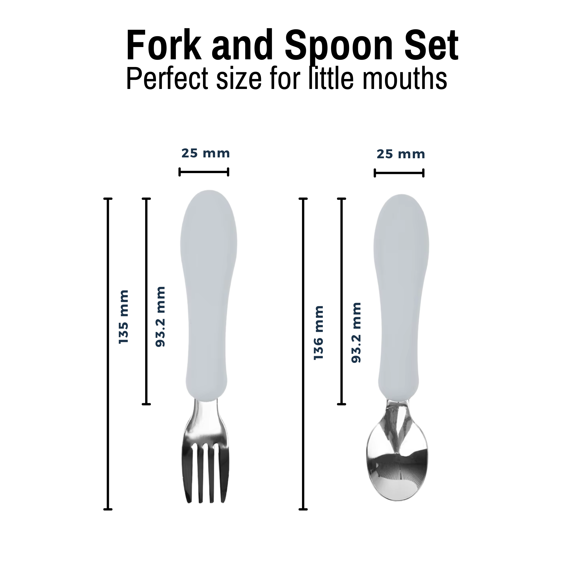 Starter Utensil Set | Baby Spoon & Fork with Silicone Handles