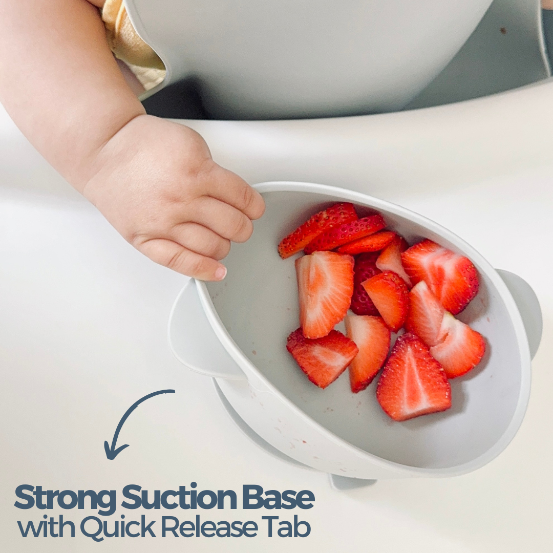 Baby Feeding Set | Silicone Bib & Bowl with Lid
