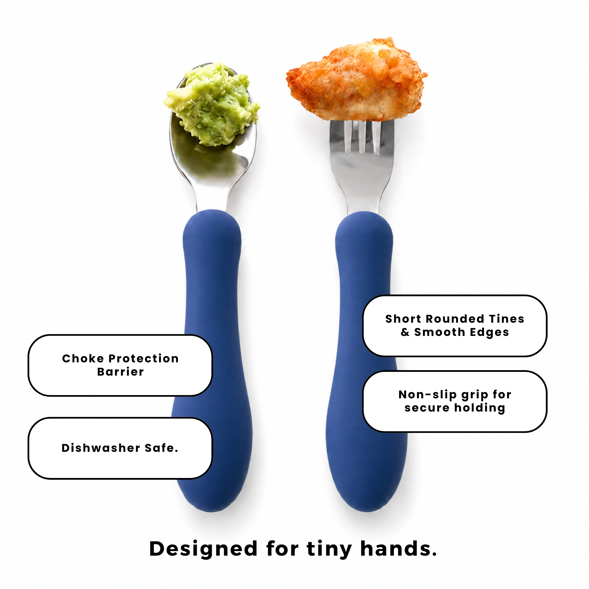 Starter Utensil Set | Baby Spoon & Fork with Silicone Handles