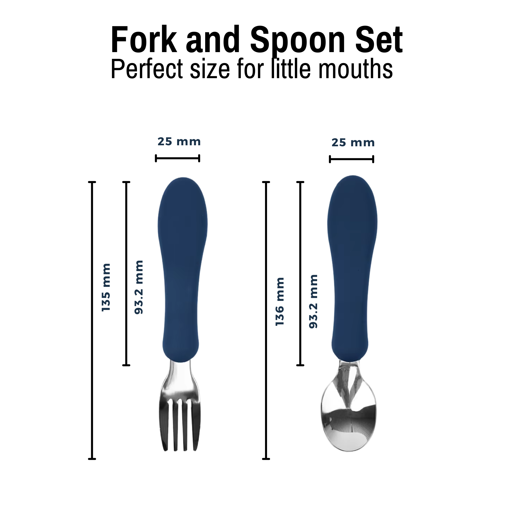 Starter Utensil Set | Baby Spoon & Fork with Silicone Handles