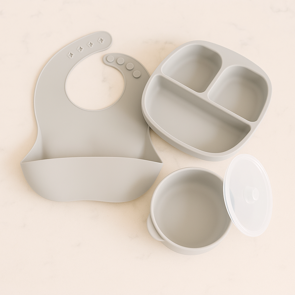 Baby Feeding Set | Suction Plate, Bowl & Silicone Bib