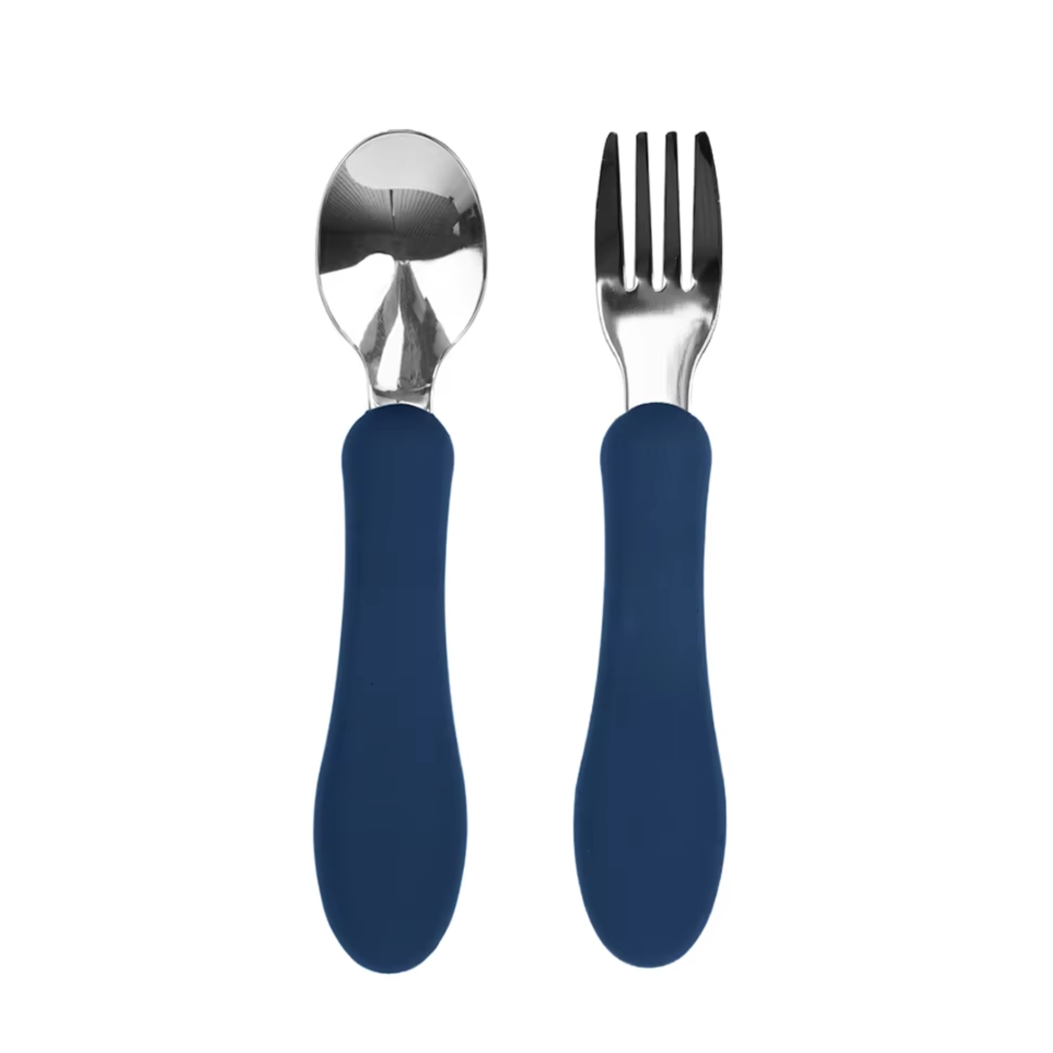 Starter Utensil Set | Baby Spoon & Fork with Silicone Handles