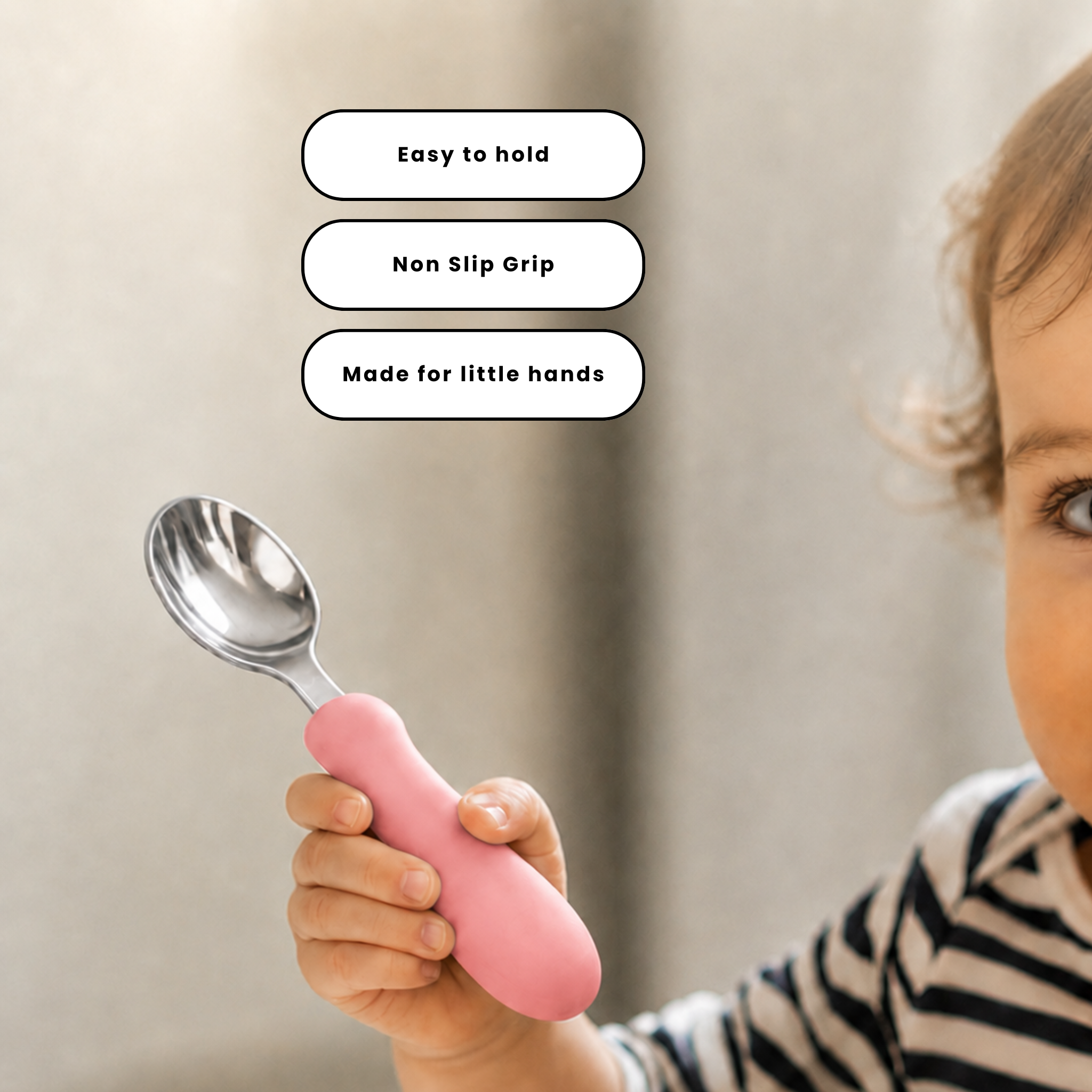 Starter Utensil Set | Baby Spoon & Fork with Silicone Handles