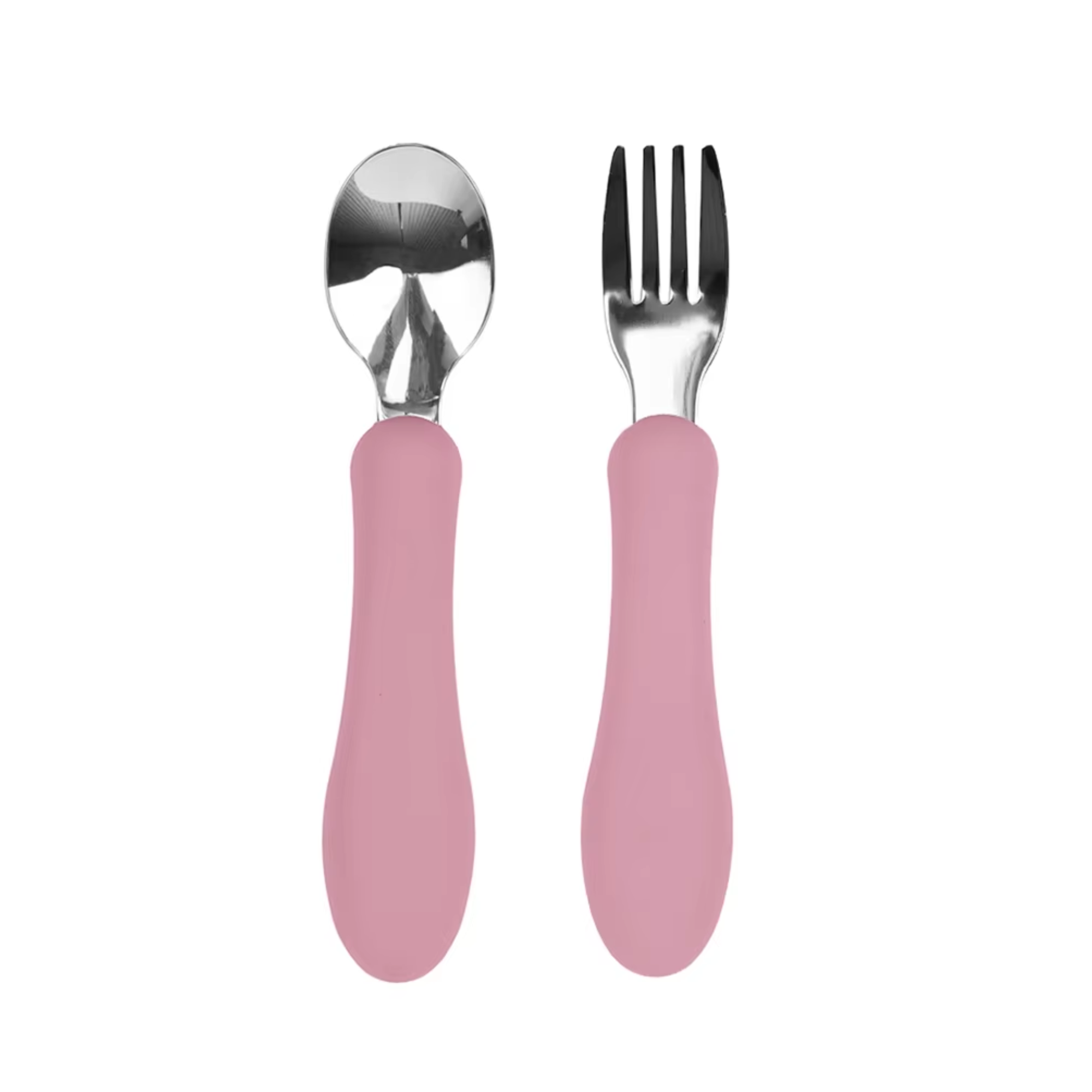 Starter Utensil Set | Baby Spoon & Fork with Silicone Handles