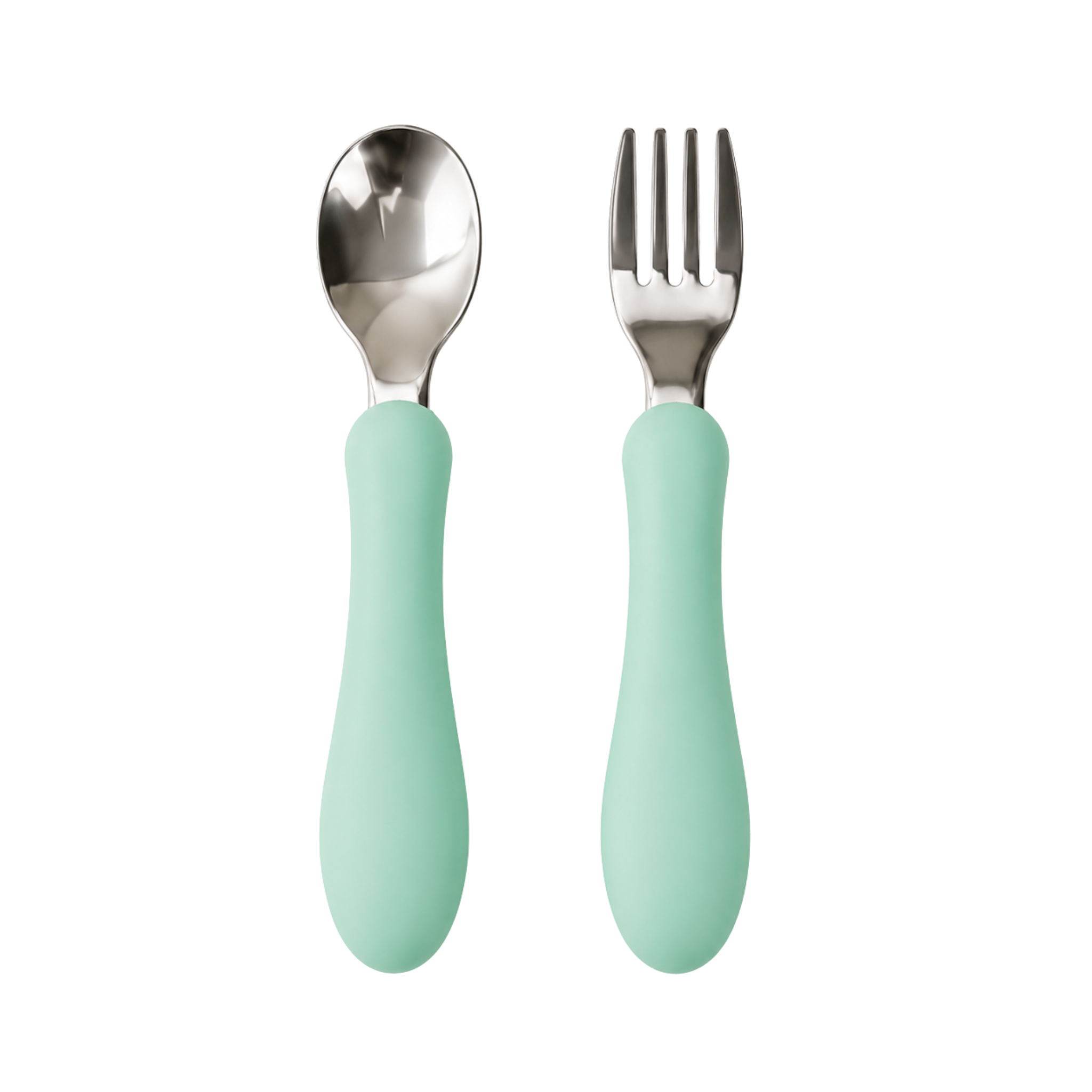 Starter Utensil Set | Baby Spoon & Fork with Silicone Handles
