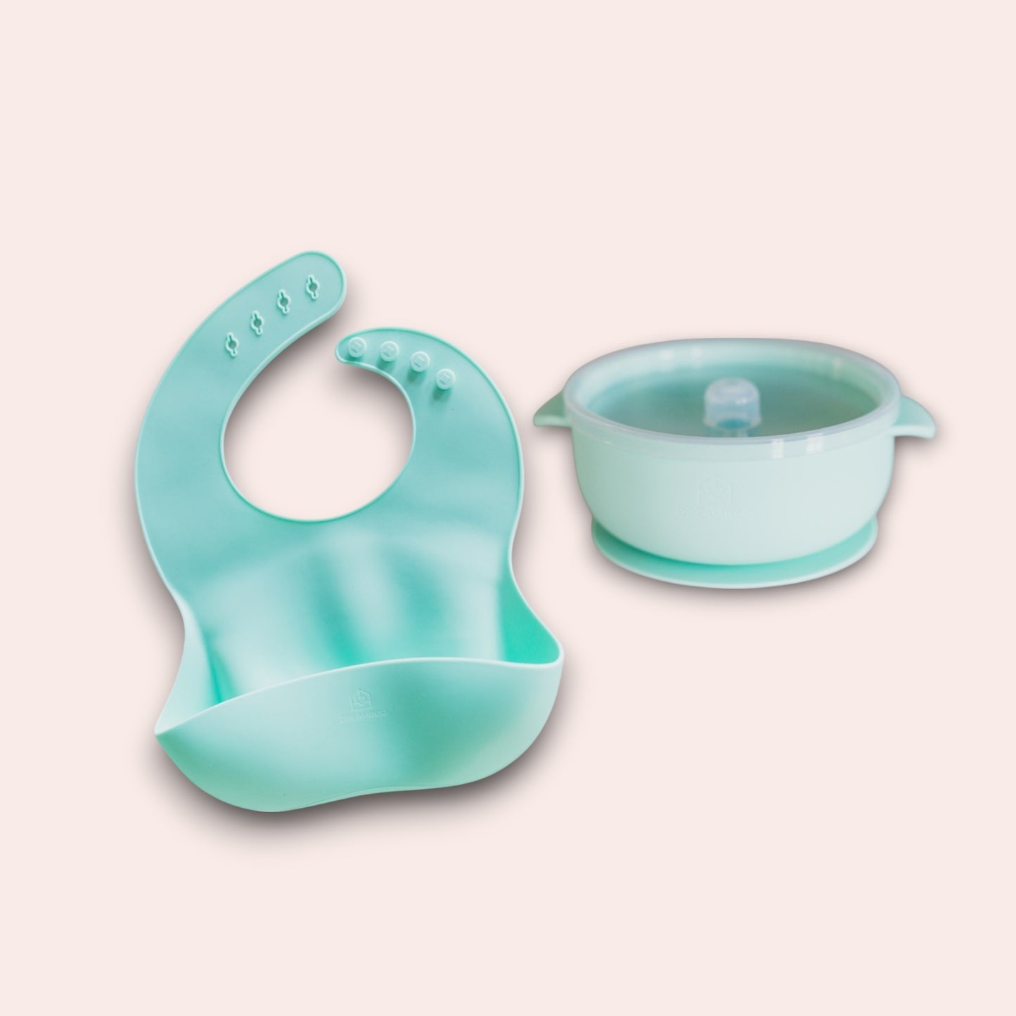 Baby Feeding Set | Silicone Bib & Bowl with Lid