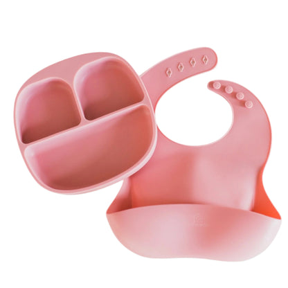 Baby Feeding Set | Suction Plate & Silicone Bib