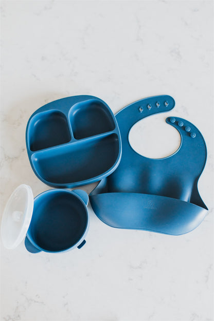 Baby Feeding Set | Suction Plate, Bowl & Silicone Bib