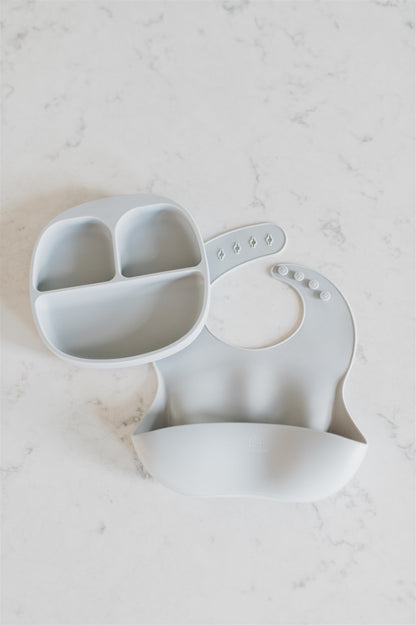 Baby Feeding Set | Suction Plate & Silicone Bib