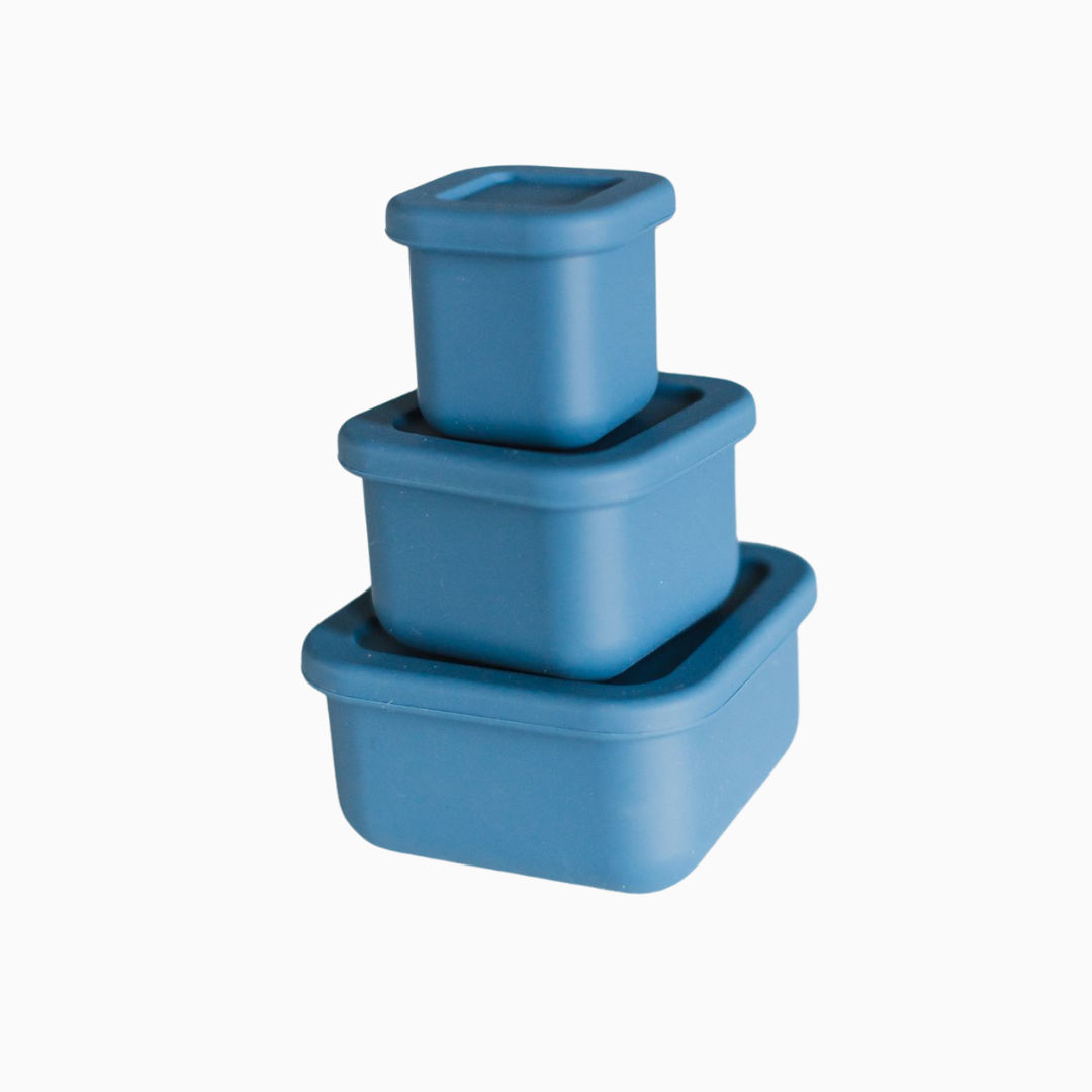 Tupperware 4 Freezer Mates Containers Set Mini Rectangles 1.25 Cups Blue  Vintage